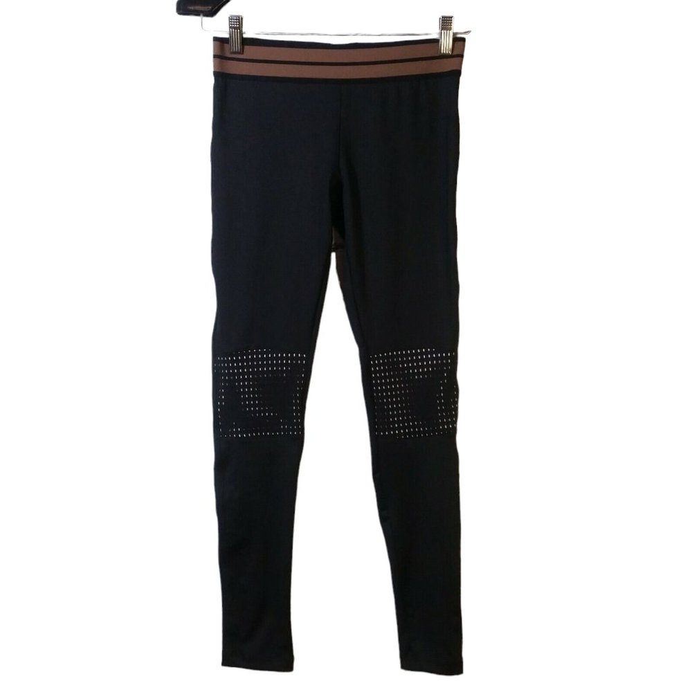 Olympia Activewear Moto Leggings Black Copper Mesh Yoga Gym Running Pilates